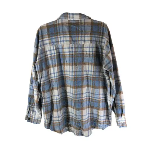 Missguided Womens Blue & Brown Plaid Long Sleeve Button-Up Flannel Shirt Size 4