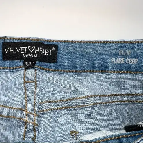 Velvet Heart Premium Denim Ellie Flare Crop Light Mid Rise Distress Jeans Sz 29