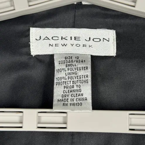 Jackie Jon Blazer Womens 12 Black White Baroque Pleated Jacket Elegant Evening