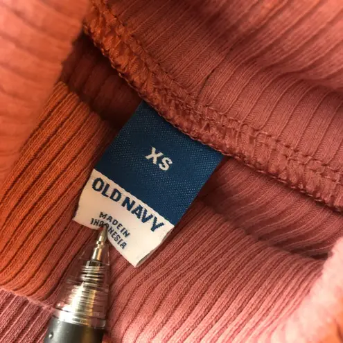 Old Navy  Ribbed Long Sleeve Turtleneck Top XS Cotton Blend Pink - Image 3