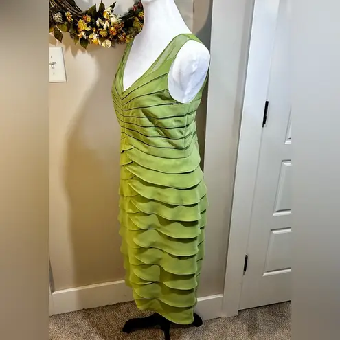 Eliza J New York Ruffled Tiered Mesh Shoulder Insets Sheath Cocktail Dress Sz 12