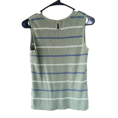Basic Editions Sage Green Striped Ribbed Tank Top Size L Fits S/M Y2K 90s Size L