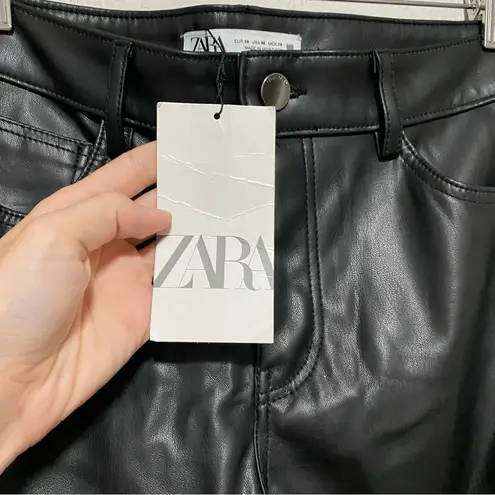 ZARA NWT  Black Faux Leather Straight Leg Pants