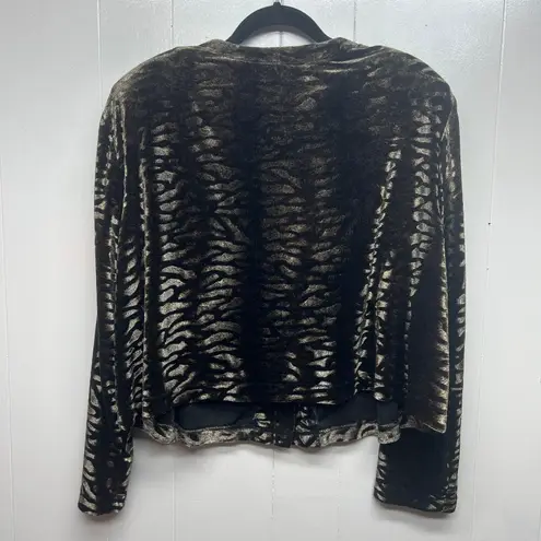 Ronni Nicole II Vintage Tiger Print Button Front Long Sleeve Womens Jacket Sz 22 Brown