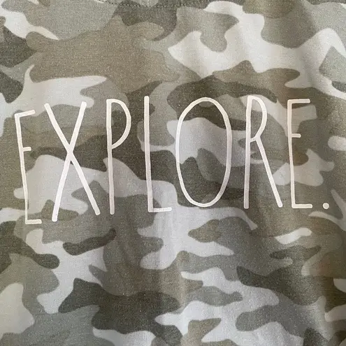 Rae Dunn  “Explore” Camo Short Sleeve Heavy Weight Tee Size medium