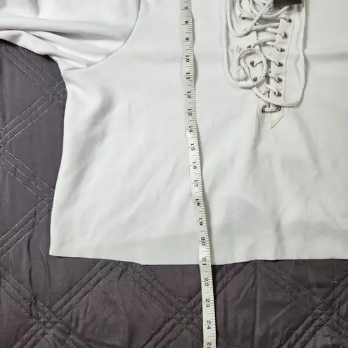 Ashley Stewart Womens 18/20 White Cropped Hooded Shirt NWT Boho Ties Lightweight