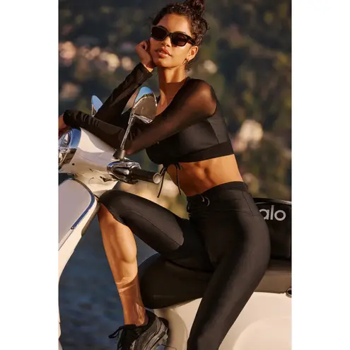 Alo Yoga Airlift Mesh Divine Long Sleeve Bra Black XS