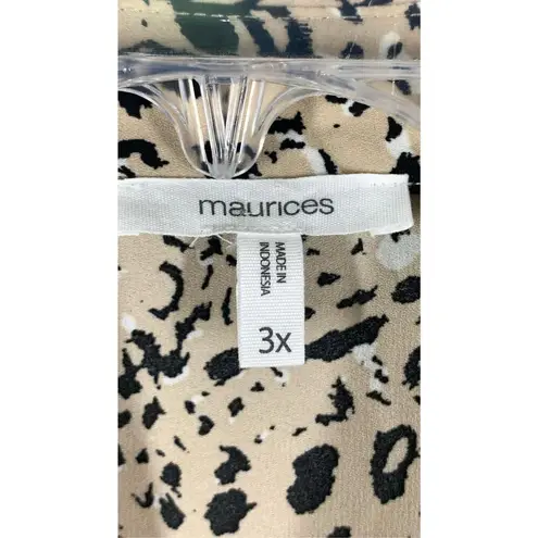 Maurice's  Womens Animal Print Long Sleeve Button Down Shirt Tan And Black Size 3X - Image 2