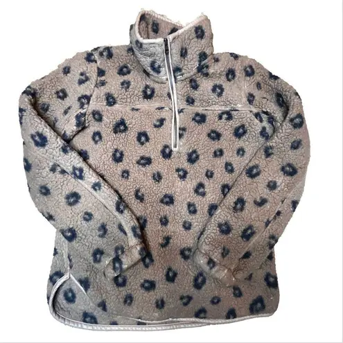 Abercrombie & Fitch  M Leopard Fleece Sherpa Soft Pullover Jacket Animal Print - Image 2