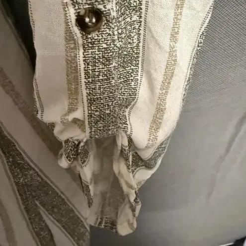 Sweet Wanderer Grayish green and Cream Striped Blouse