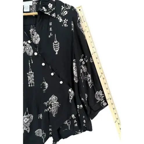 Soft Surroundings Tunic Top PL Black Pagoda Lantern Asymmetric Blouse Lagenlook