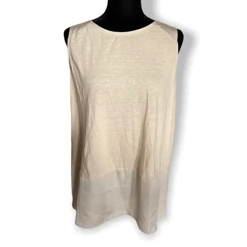 Chico's  Womens Tank Top Size 2 Large 12 Ecru Beige Linen Blend Sleeveless