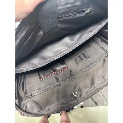 Coldwater Creek Laptop Tote Bag Faux Croc Leather Woven Brown Shoulder Bag Work