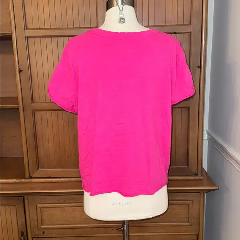 Maeve Anthropologie Short Sleeve Crewneck TShirt, Raw Hems, Sz M
