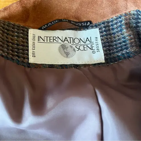 International Scene Double Breasted Tweed Jacket Size 9/10 Brown