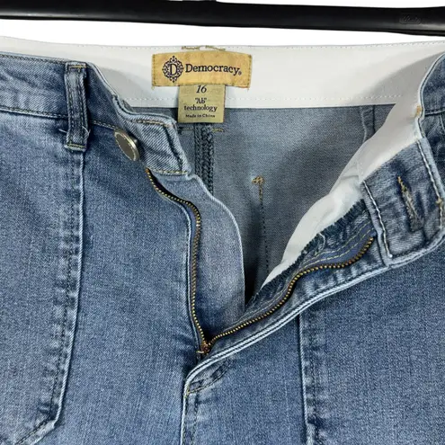 Democracy SZ 16 "Ab"technology Wide Leg Jeans Stretch Frayed Hem Hi-Rise Pockets