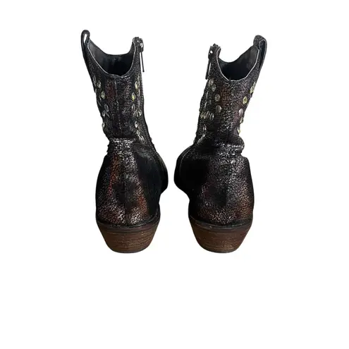 J. Renee Larch Leather Ankle Boots Copper Brown Studded Zip Heel Bootie Size 8.5