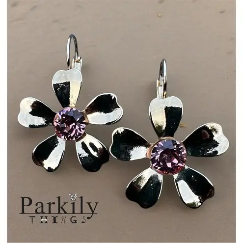 Handcrafted earrings with sparkly Aurora crystal Gold