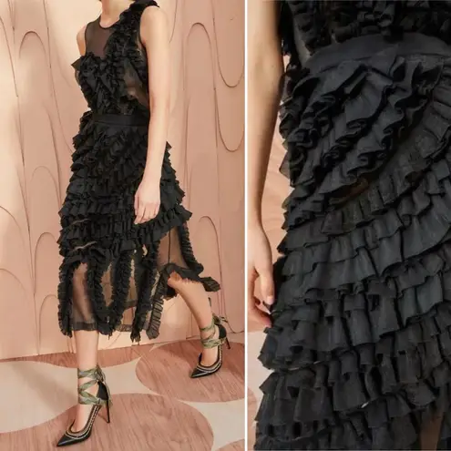 Ulla Johnson NWOT Sarafina ruffled knitted midi skirt in Black Size Medium