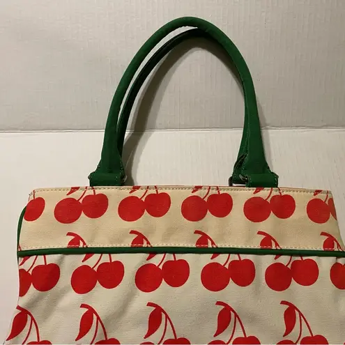 Target Luella for  Red Cherry Canvas Green Tote Bag Purse