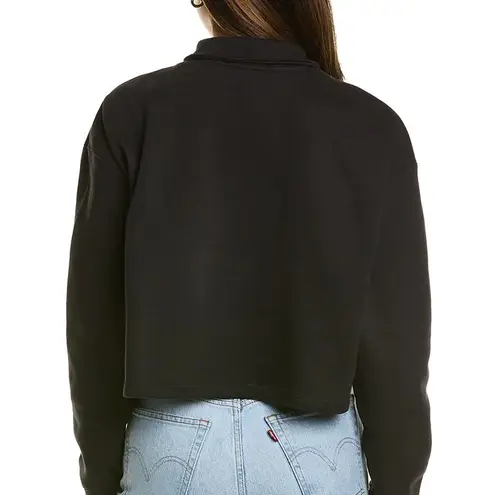 We Wore What NWT Cropped Knit Quarter Zip Pullover Black Medium
