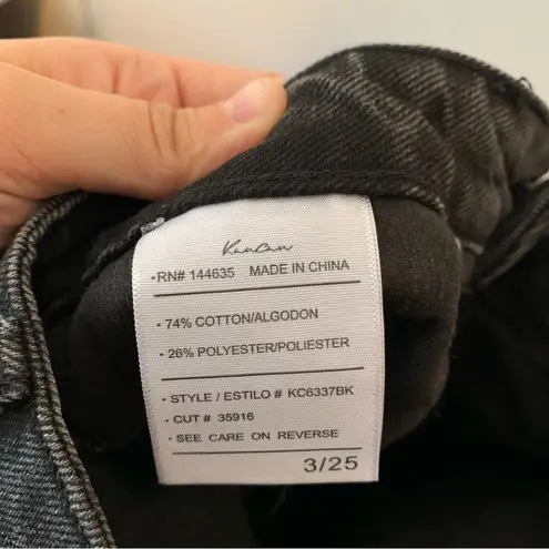 Kancan Black Plaid Patch Distressed High Rise Slim Straight Jeans Size 25