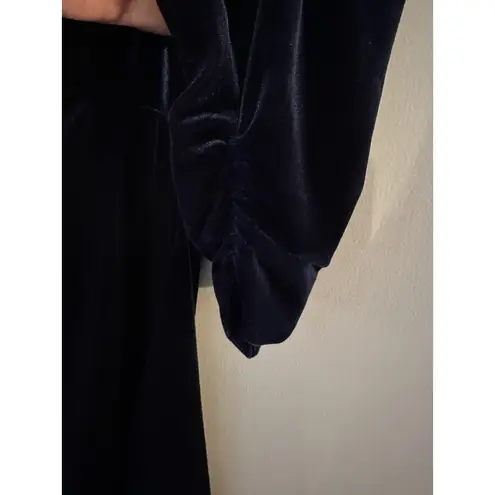 Susan Graver Navy Velvet Cardigan & Tank Top Twin Set Ruched Sleeve Size Large