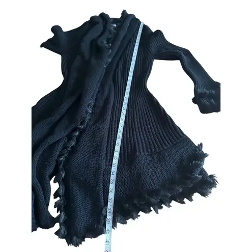K Jordan Statement Luxe Fur trim Women's Fancy Dress Cardigan Witchy Goth SZ M Black Size M