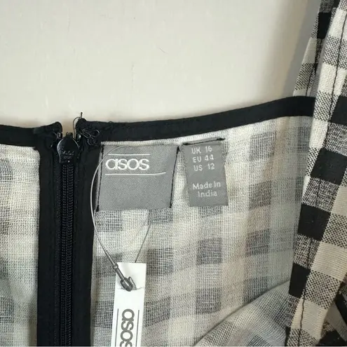 ASOS  | Black and White Gingham Tiered Skirt Mini Dress Size 12 NWT