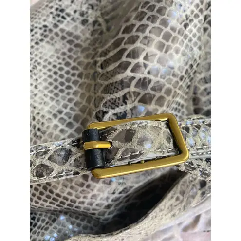 Elliott Lucca Sintra Leather Hobo Bag Exotic Snakeprint Gray/Taupe Gray