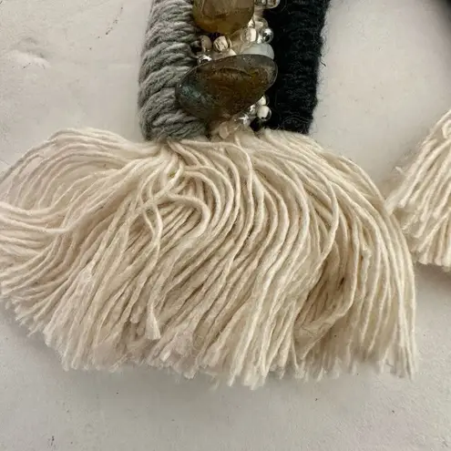 Blue macrame rainbow keychain