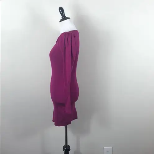 L'Academie L’Academie Ribbed Dress Puff Sleeve Split Neck