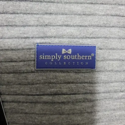 Simply Southern  1/4 Snap Pullover Sweater Gray Blue Ribbed Size Large