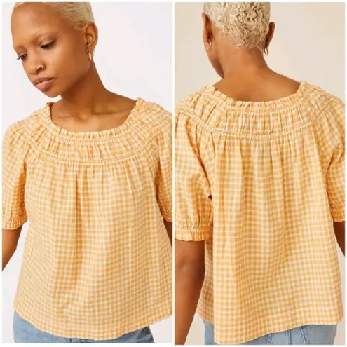 Bundle of 2 Free Assembly Orange & Yellow Gingham Puff Sleeve Tops Size XL