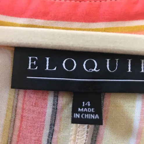 Eloquii womens shorts romper, bright tangerine and coral stripes size 14