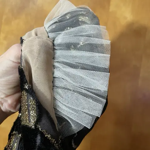 Handmade Vtg 80s Black Gold Burnout Velvet Floral Formal Dress Size S/M Gothic Glam Witch