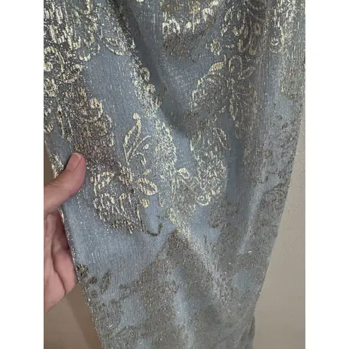 Marina Blue Metallic Silver Floral Cowl Slip Dress Size Size Small Ethereal Glam