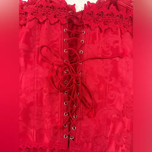 Frederick's of Hollywood Frederick’s of Hollywood Red Lace Jacquard Dream Sweetheart Corset 38