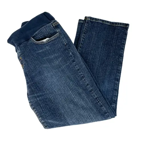 Motherhood Maternity Shirt Panel Straight Leg Jeans Blue Petite Large