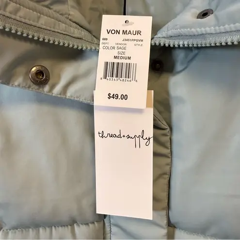 New! Thread & Supply ‘Issey’ Cropped Puffer Vest Women’s Size Medium Blue