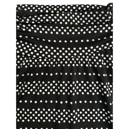 Apt. 9  Skirt Large Black White Polka Dot Polyester Spandex Midi Handkerchief Hem