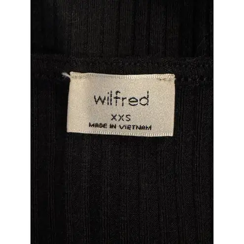 Aritzia Wilfred Sweater Women XXS Black Pearl Button Ribbed Knit Top Whimsigoth Black