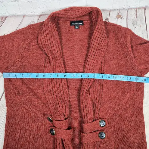 Fortune + Ivy Raiden Tab Metallic Button Detail Open Front Cardigan Rust M NIB - Image 7