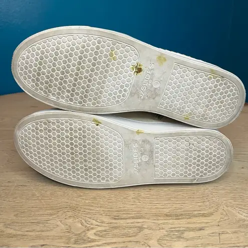 J Slides Lessa Cut Sneaker Embossed Leather Cream Women’s Size 8