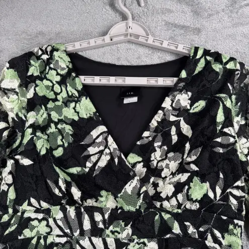 j.t.b. Floral Mesh Top L Black Green White V