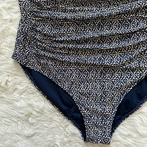 One Piece Nip Tuck Swim Nautical Foil Joanne Swimsuit Tummy Control Navy 10