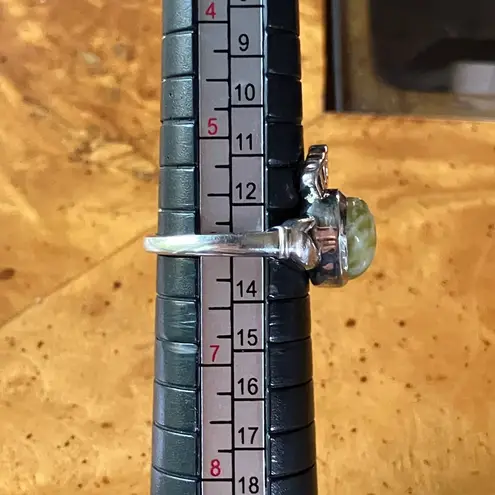 Natural Connemara Marble Sterling Silver Claddagh Ring Size 6 Green