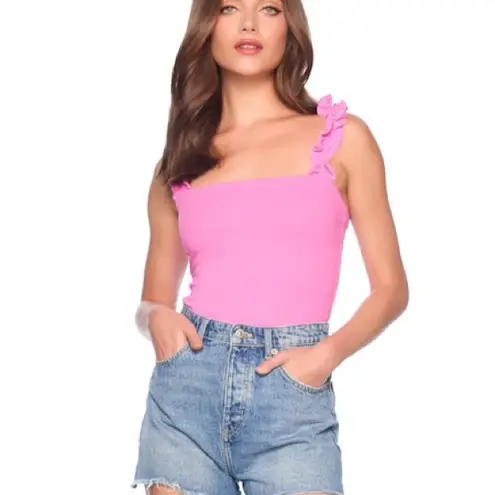 Susana Monaco Ruffle Strap Top - Bubble Gum