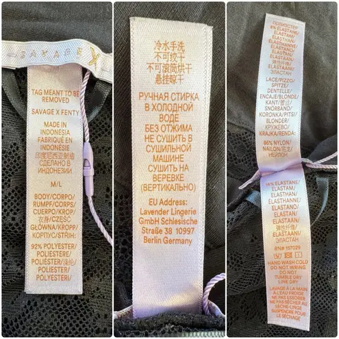 SAVAGE X Fenty Black Lace Cut Out Silky Robe Bedroom Boudoir Sexy Size M/L