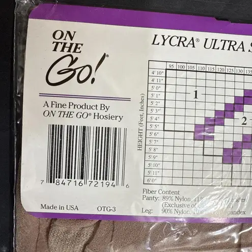 On The Go Hosiery Control Top Pantyhose Panty Hose Stockings Size 2 Nude New